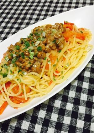 トマトと納豆のアレンジパスタ-レシピのメイン写真
