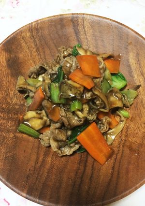 牛肉 舞茸 チンゲンサイの中華炒め-レシピのメイン写真