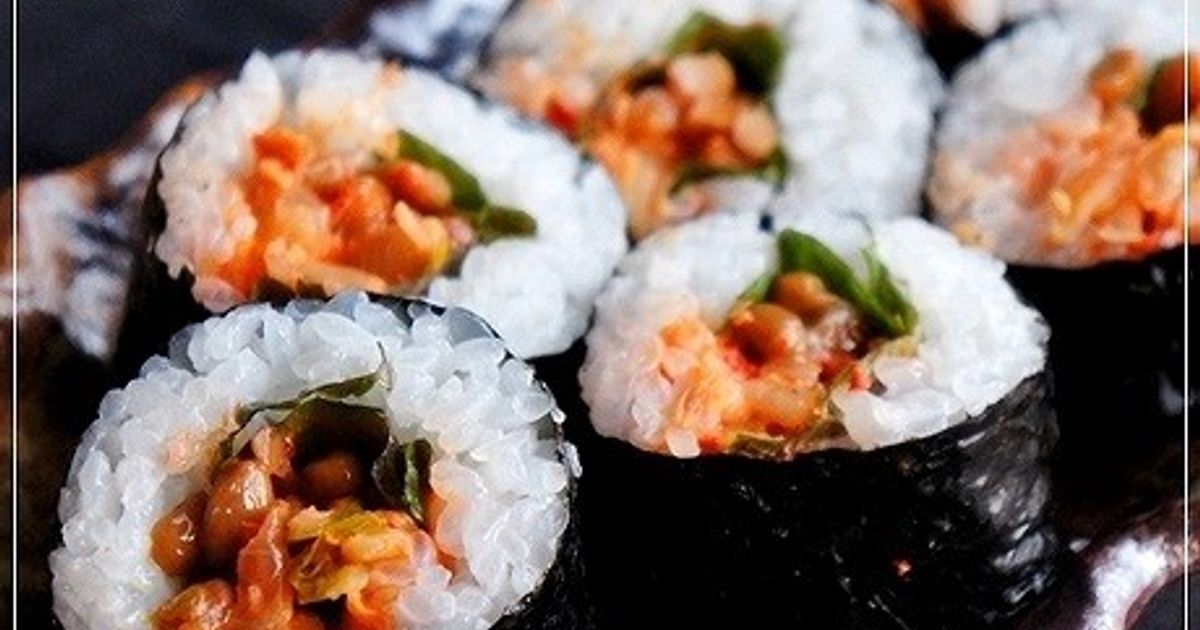 納豆巻き おつまみになる♪シソ納豆キムチの海苔巻き by らるむ