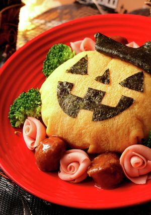 ハロウィンカボチャのオムライス-レシピのメイン写真