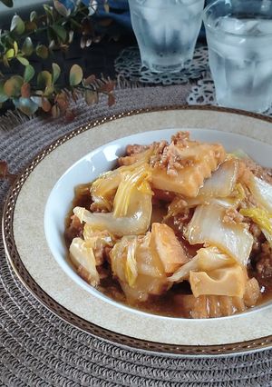 レンジで簡単☆厚揚げと白菜のそぼろあん。-レシピのメイン写真
