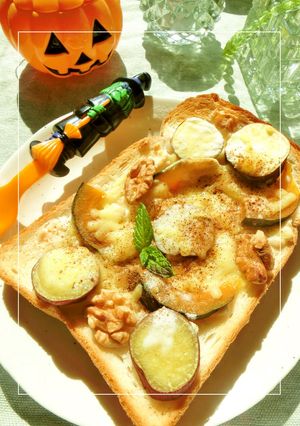 南瓜×さつま芋　ココナッツ胡桃トースト-レシピのメイン写真