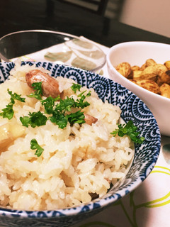 落花生(生)のバターしょうゆ炊き込み御飯-レシピのメイン写真