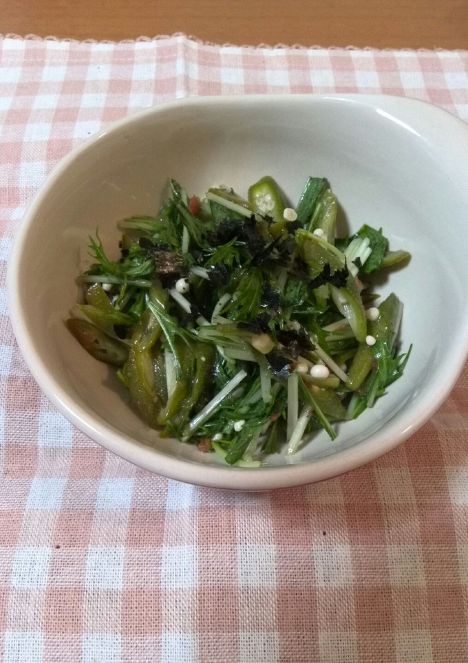 オクラと水菜の梅肉和え-レシピのメイン写真