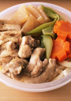 ☆鍋×弁当☆レンジde鶏ネギうどん-レシピのメイン写真