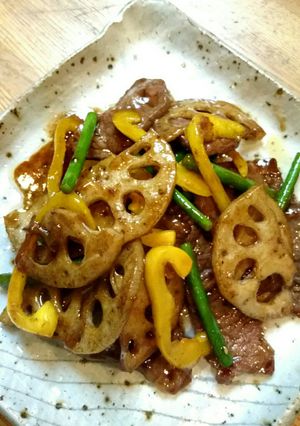 カルビと蓮根の韓国風炒め-レシピのメイン写真