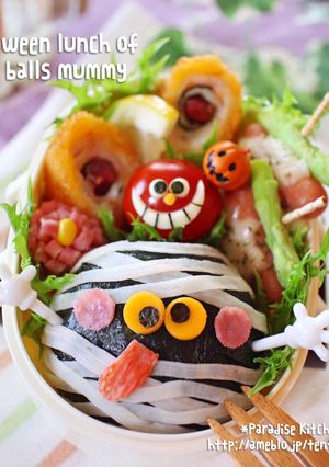 簡単♪ミイラくんのハロウィンキャラ弁-レシピのメイン写真