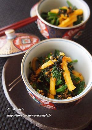 柿とわかめとほうれん草の胡麻和え-レシピのメイン写真