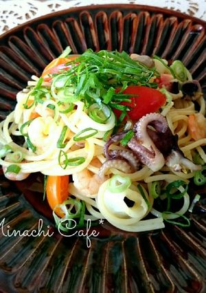 シャンタンde柚子風味のシーフードパスタ-レシピのメイン写真