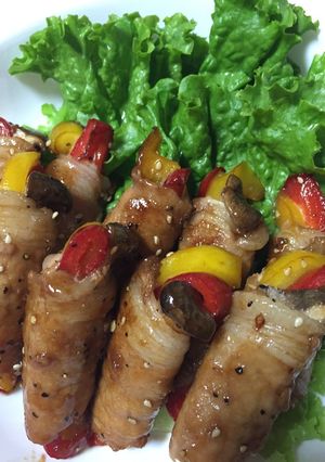 簡単☆美味しいエリンギ、パプリカの肉巻き-レシピのメイン写真