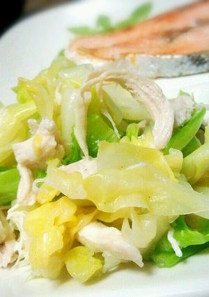 ●鶏胸肉と茹でキャベツの塩昆布和え●-レシピのメイン写真