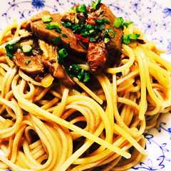 รูปของ ドライポルチーニでじゅ〜しぃ☆蕎麦パスタ