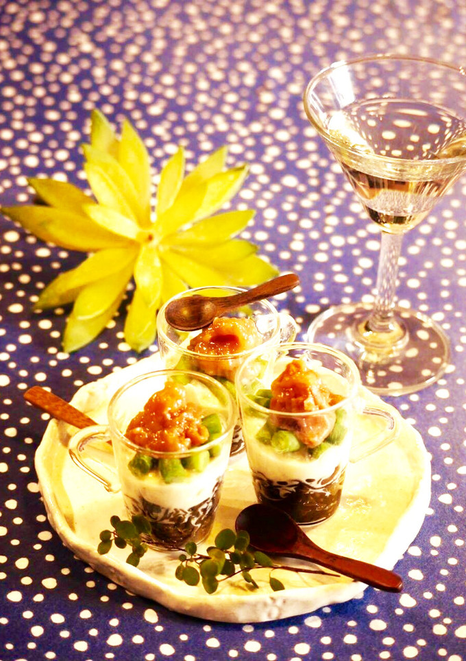湯葉ともずくと枝豆のおもてなしミニパフェ-レシピのメイン写真