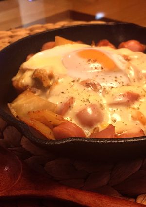 簡単おつまみ！ウインナーエッグキムチーズ-レシピのメイン写真