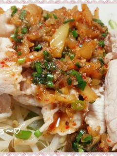 キムチだれで☆蒸し白菜と豚しゃぶ♪-レシピのメイン写真