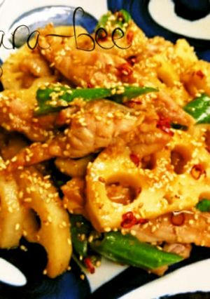 簡単♡鶏肉とれんこんの甘味噌胡麻照り焼き-レシピのメイン写真