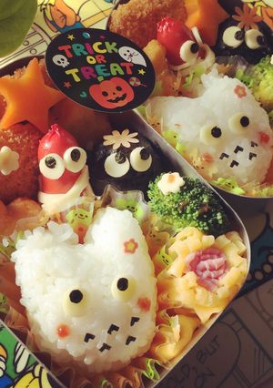 簡単♡キャラ弁♡トトロ♡まっくろくろすけ-レシピのメイン写真
