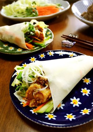 ささみの濃厚ごまだれ和えで☆サラダ春巻き-レシピのメイン写真