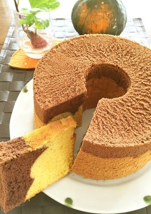 2層❤パンプキン&チョコシフォンケーキ-レシピのメイン写真