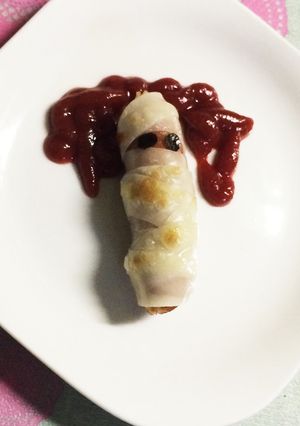 餃子の皮で簡単！ハロウィンウインナー！-レシピのメイン写真