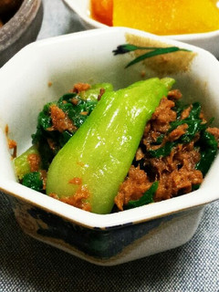 チンゲン菜とほうれん草の醤油マグロ缶和え-レシピのメイン写真