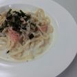 塩鮭のカルボナーラうどん