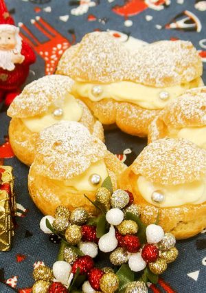 かわいいクリスマスリース型シュークリーム-レシピのメイン写真