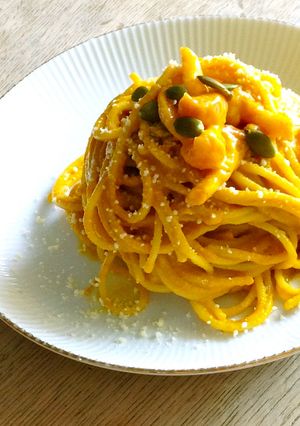 和美食 かぼちゃ×なめこのクリームパスタ-レシピのメイン写真