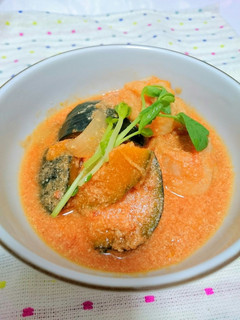 南瓜と麩の豆乳トマト煮-レシピのメイン写真