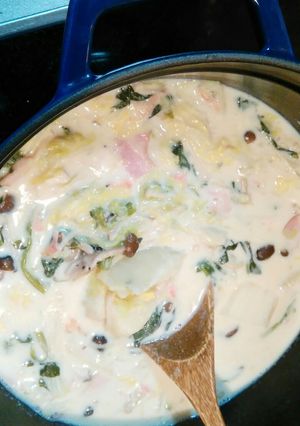 STAUB白菜と桜えびの豆乳の温かスープ-レシピのメイン写真