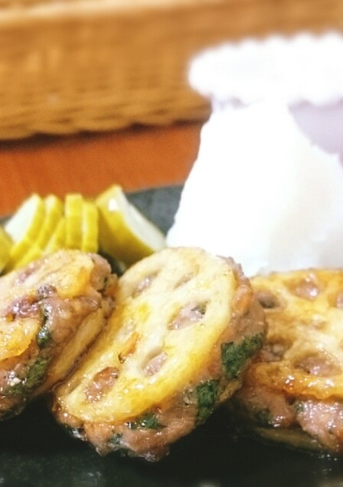 れんこんのさんますり身はさみ焼き-レシピのメイン写真