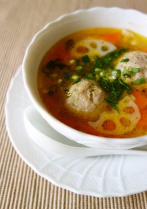 鶏つくねと根菜のぽかぽか生姜スープ-レシピのメイン写真