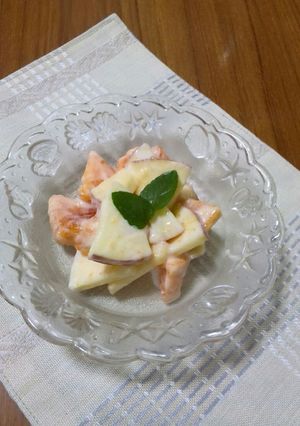 切ってあえるだけ！柿とリンゴのサラダ-レシピのメイン写真