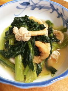 朝食【副菜】小松菜と揚げの煮浸し-レシピのメイン写真