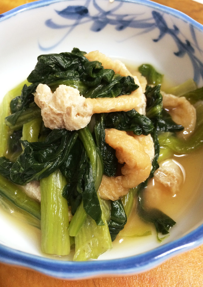 朝食【副菜】小松菜と揚げの煮浸し-レシピのメイン写真