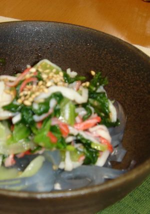 ポン酢でいただく☆かにかま＆青梗菜＆寒天-レシピのメイン写真