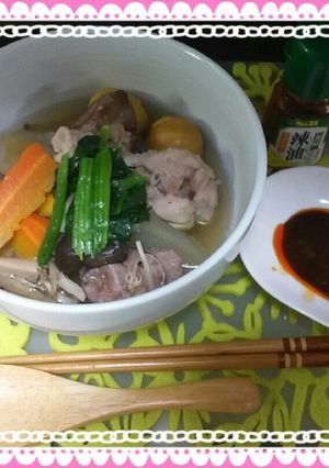 鶏・手羽元と鶏・もつMix&冬瓜の煮物-レシピのメイン写真