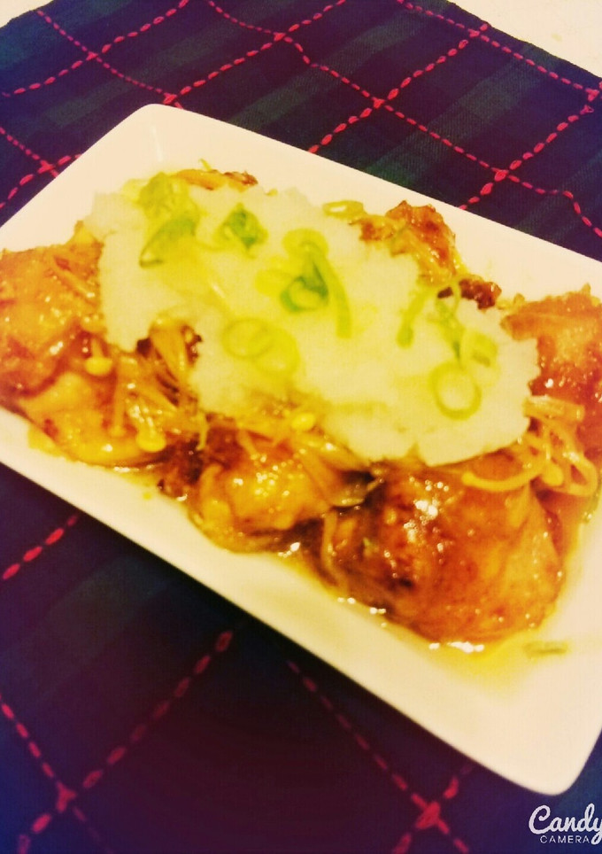鶏肉とえのきの甘酢あんかけ、おろしのせ-レシピのメイン写真