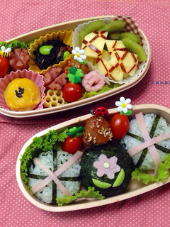 お花のお弁当 小学生 2段弁当-レシピのメイン写真
