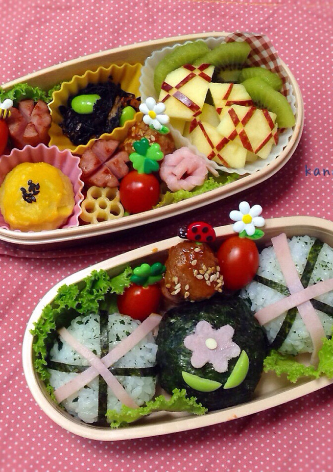 お花のお弁当 小学生 2段弁当-レシピのメイン写真