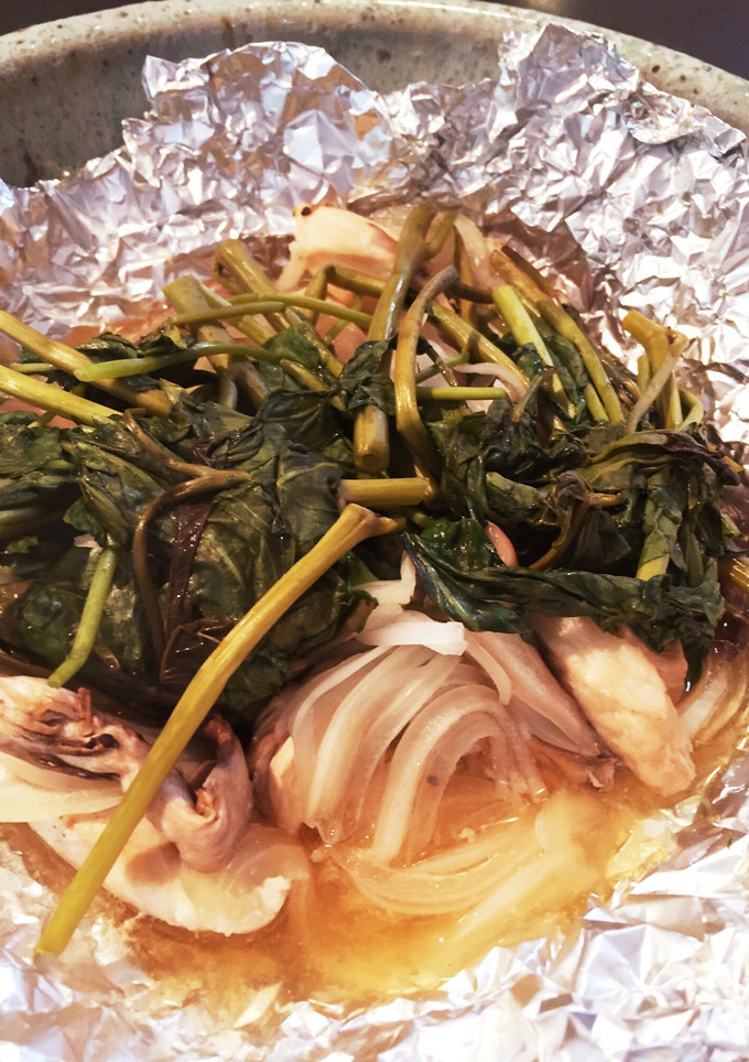 お鍋で作る 鶏と空芯菜の酒蒸し-レシピのメイン写真