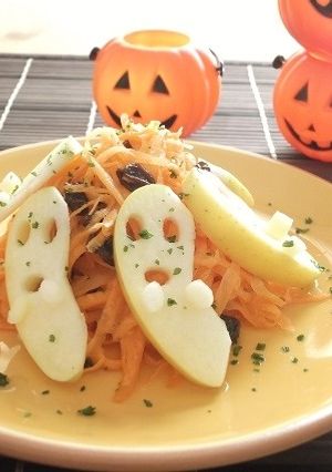 ハロウィンにりんごのおばけ　リンゴースト-レシピのメイン写真