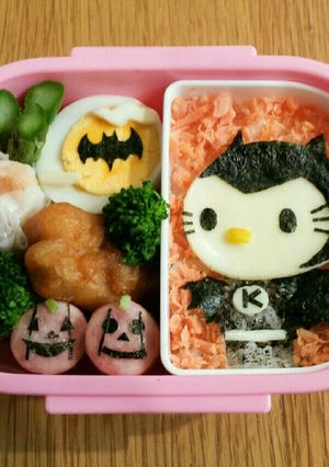 キティ　ハロウィン　バットマン　キャラ弁-レシピのメイン写真