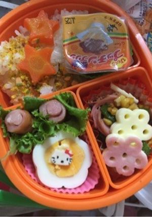 可愛い花形ゆでたまごのお弁当-レシピのメイン写真