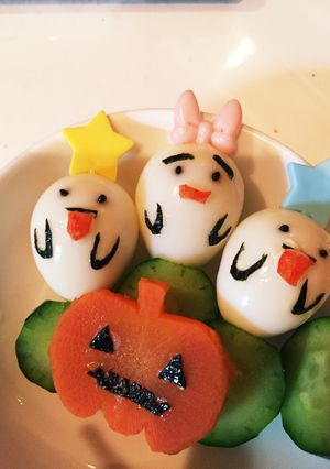 うずらの卵でオバケ♪お弁当ハロウィン♪-レシピのメイン写真