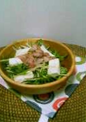*水菜と豆腐とニンニクベーコンのサラダ*-レシピのメイン写真