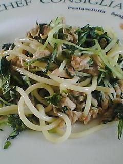水菜とツナと梅干の冷パスタ-レシピのメイン写真