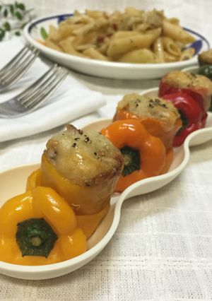 ツナ使いきり♥トースターでピーマン肉詰め-レシピのメイン写真