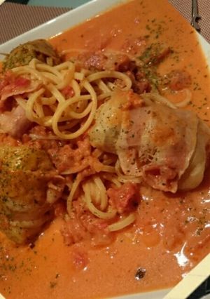 ロールキャベツで絶品トマトソースパスタ-レシピのメイン写真