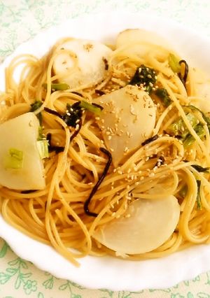 ☺簡単♪かぶと塩昆布の柚子胡椒パスタ☺-レシピのメイン写真